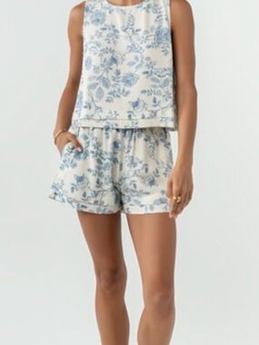 Sleeveless Blue Floral Set - Allie Rose